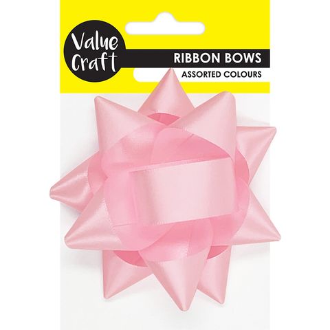 SATIN ADHESIVE BACK BOW BABY PINK 1PC