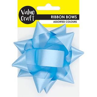 SATIN ADHESIVE BACK BOW BABY BLUE 1PC