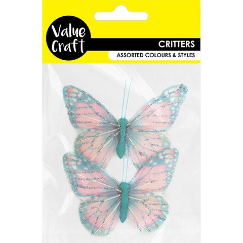 CRAFT BUTTERFLIES BLUE PINK 2PC