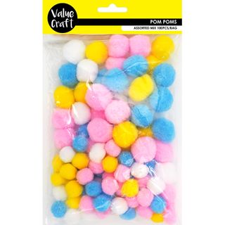 POM POMS ASST PASTELS MIX 100PCS