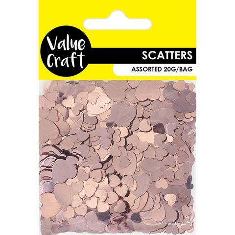 CRAFT SCATTER SHEART 2 SIZES ROSE 20G