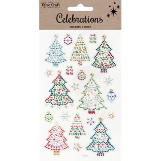 XMAS CRYSTAL STICKERS TREES 1SH