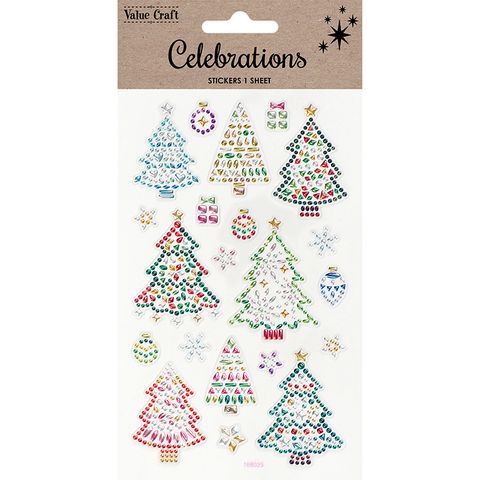 XMAS CRYSTAL STICKERS TREES 1SH