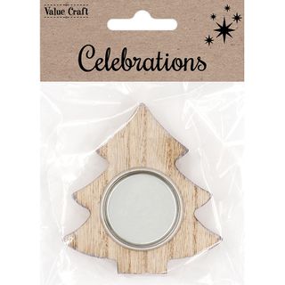 XMAS WOOD TEALIGHT HOLDER TREE 1PC