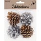 XMAS METALLIC PINECONES 4PCS