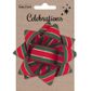 XMAS BOW 9.5CM RED GREEN GOLD STRIPE 1PC