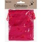 XMAS BAG VELVET 10x12.5CM RED STARS 2PC