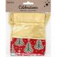 XMAS BAG FABRIC 10x12.5CM GOLD TREES 2PC