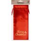 XMAS BOTTLE BAG 32.5X14CM SATIN RED 1PC