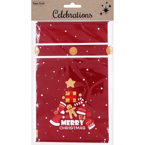 XMAS TREAT BAG WITH TIE BURGUNDY 4PC