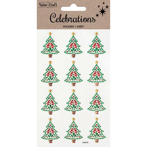 XMAS CRYSTAL STICKERS MINI TREES 1SH