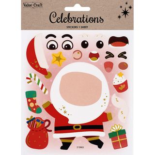 XMAS SILLY FACE STICKERS SANTA 1SH