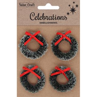 XMAS MINI WREATH EMBELLISHMENTS 4PCS