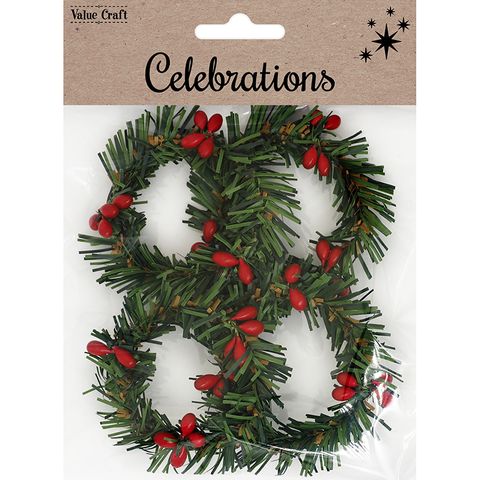 XMAS MINI WREATHS W HOLLY 4PCS