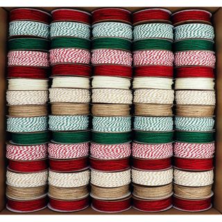 XMAS CORD BOX NATURAL TWINE 75 ROLL MIX