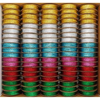 XMAS CORD BOX METALLIC 95 ROLL MIX