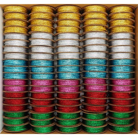 XMAS CORD BOX METALLIC 95 ROLL MIX