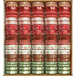 XMAS RIBBON BOX FESTIVE 105 ROLL MIX