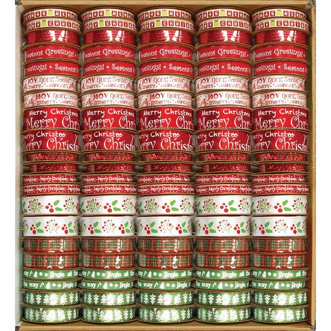 XMAS RIBBON BOX FESTIVE 105 ROLL MIX