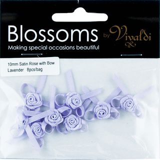 Flower Satin Rose with Bow 10mm Lavender