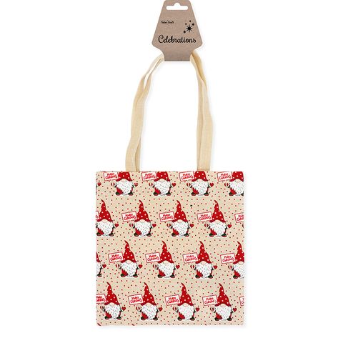 XMAS JUTE TOTE BAG 20X20CM GNOMES 1PC