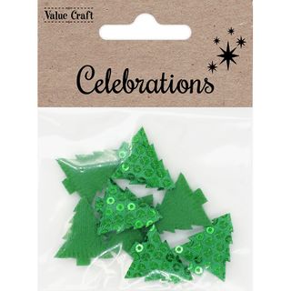 XMAS FELT SHAPES MINI SEQUIN TREES 8PCS