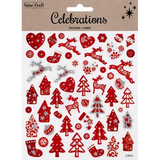 XMAS GLITER STICKERS TRADITIONAL RED 1SH