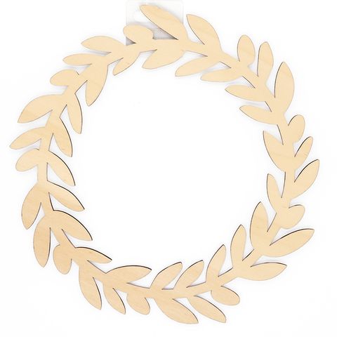 XMAS MDF 21CM LEAF WREATH 1PC