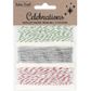 XMAS BAKERS TWINE RED GREEN SILVER 4M