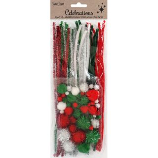 XMAS CHENILLE AND POM POM KIT 76PCS