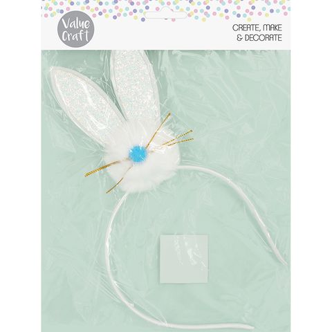 EASTER BUNNY FACE HEADBAND WHITE 1PC