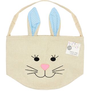 EASTER BUNNY HESSIAN BASKET BLUE 1PC