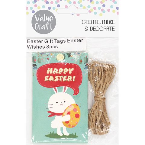 EASTER GIFT TAGS HAPPY EASTER ASST 8PCS