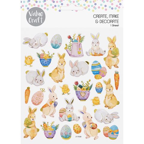 EASTER FOIL STICKERS RABBITS 1PCS