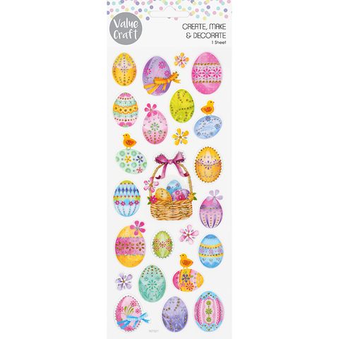 EASTER GLITTER STICKERS EGG BASKET 1PC