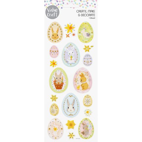 EASTER GLITTER STICKERS BUNNIES EGGS 1PC