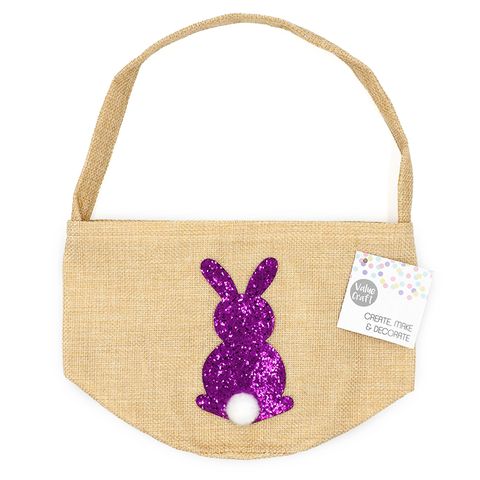 EASTER BASKET GLITTER BUNNY PURPLE 1PC