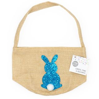 EASTER BASKET GLITTER BUNNY BLUE 1PC