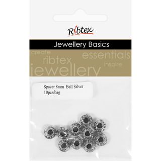 Spacer Ball Bead 8mm Silver 10Pcs