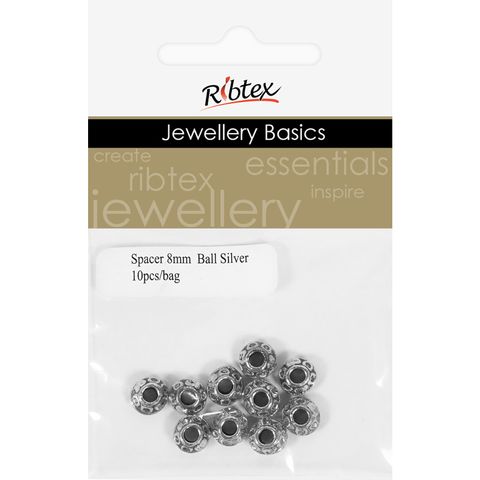 Spacer Ball Bead 8mm Silver 10Pcs