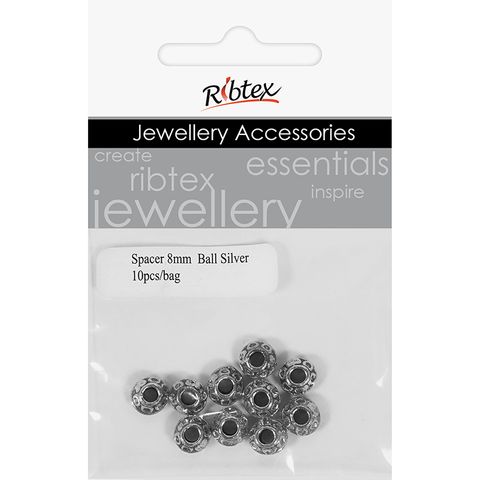 Spacer Ball Bead 8mm Silver 10Pcs