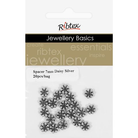 Spacer Daisy 7mm Silver 20Pcs