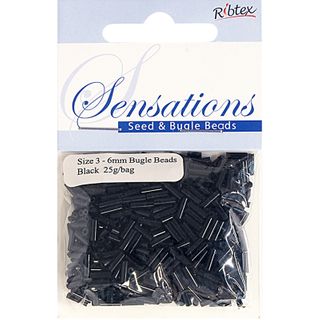 Bead Bugle Glass 6Mm Black A49 25G