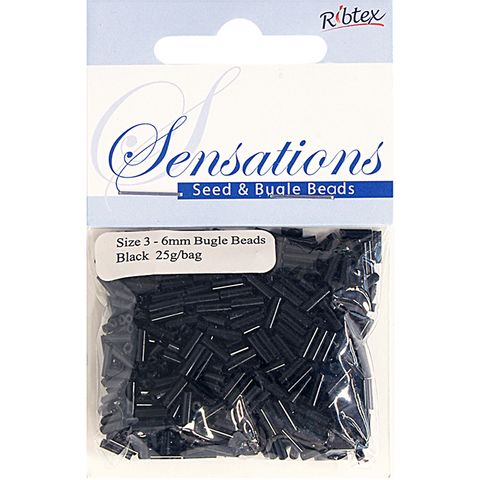 Bead Bugle Glass 6Mm Black A49 25G