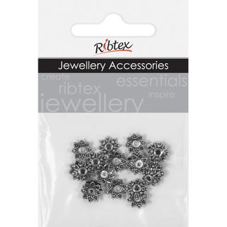 Bead Caps 8mm Star Flower Silver 20Pcs