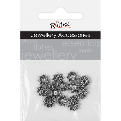 Bead Caps 8mm Star Flower Silver 20Pcs