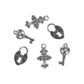 Charm 2XKeys Crosses Padlock Silver 6Pcs