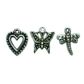 Charm 2X Hearts B'Fly D'Fly Silver 6Pcs