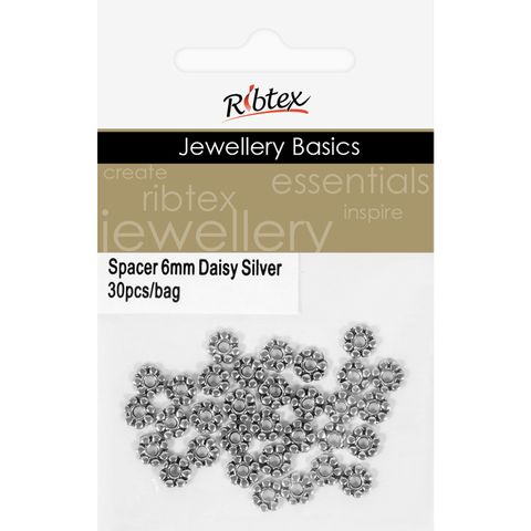 Spacer Daisy 6mm Silver 30Pcs