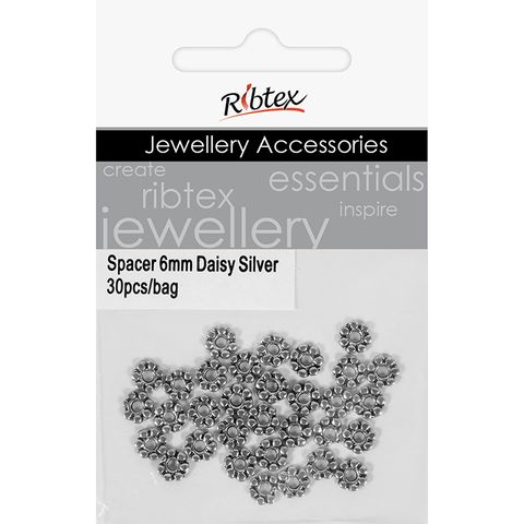 Spacer Daisy 6mm Silver 30Pcs